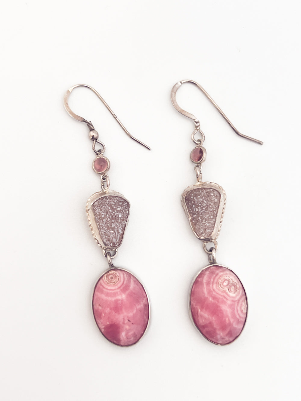Druzy and Rhodochrosite Earrings