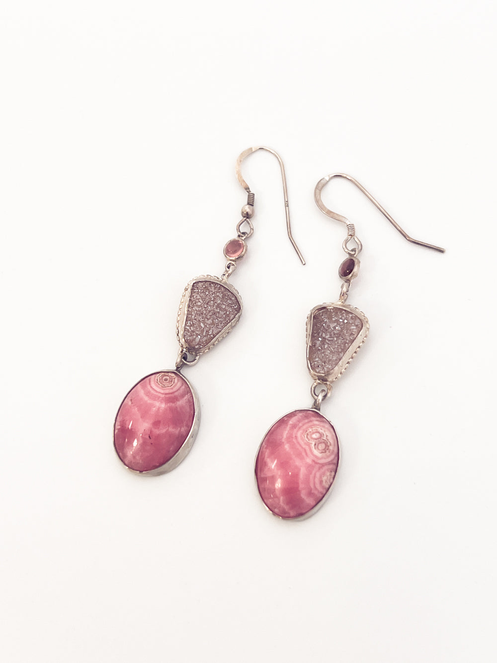 Druzy and Rhodochrosite Earrings