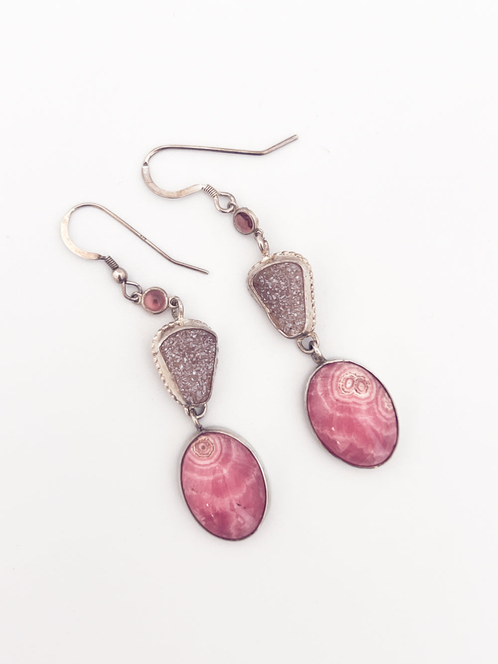 Druzy and Rhodochrosite Earrings