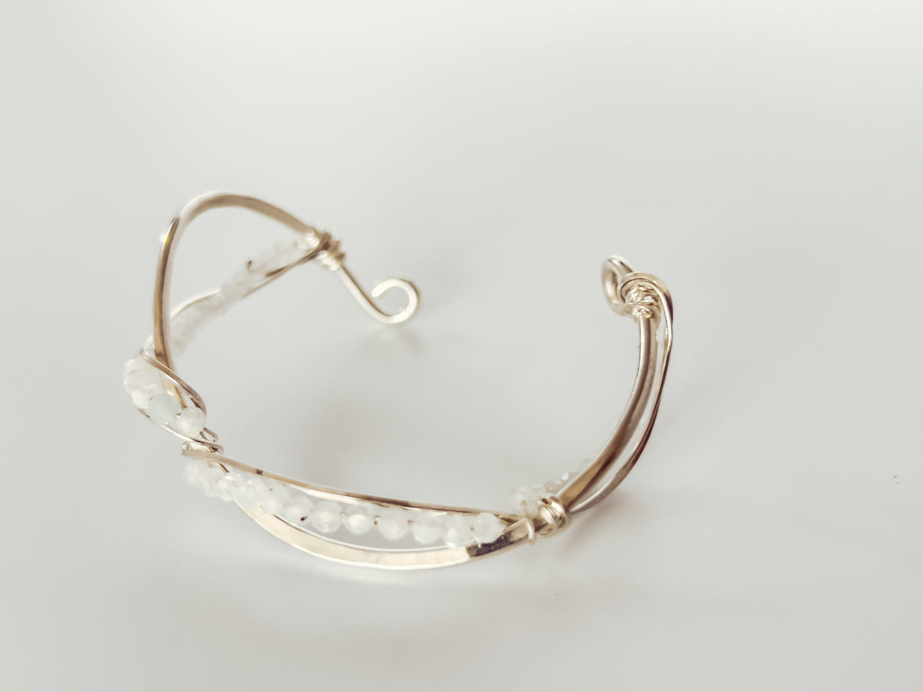 Rainbow Moonstone Sterling Silver Cuff