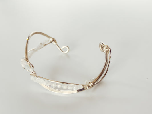 Rainbow Moonstone Sterling Silver Cuff