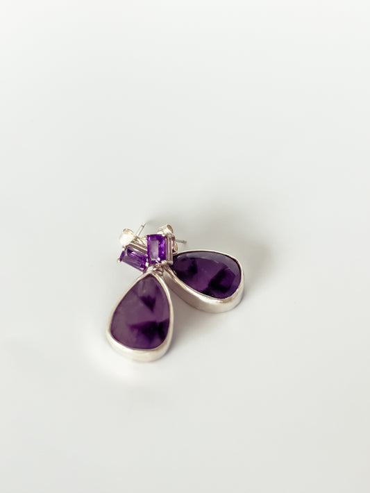 Star Amethyst Pear-Shaped Earrings