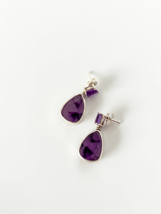 Star Amethyst Pear-Shaped Earrings
