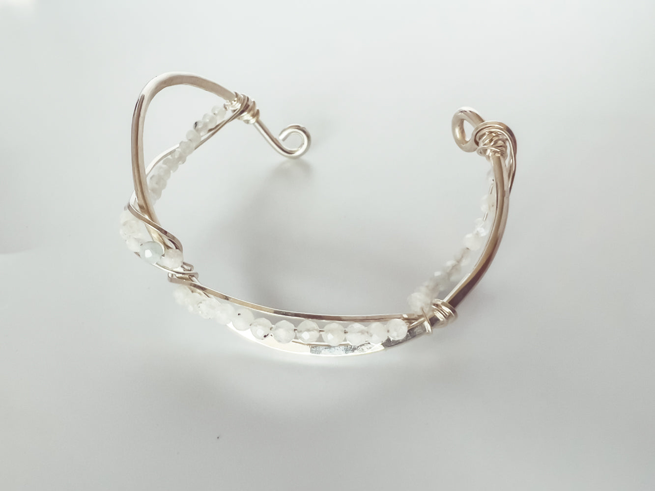 Rainbow Moonstone Sterling Silver Cuff