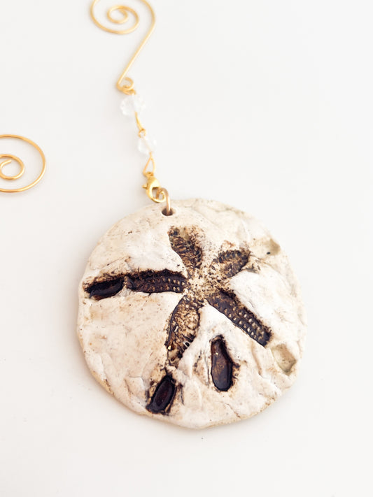 Sand dollar ornament on a white background