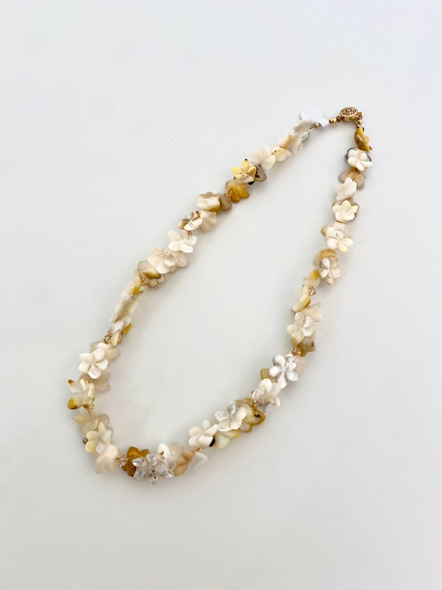 Swavorski Crystal and Mother of Pearl Flower Necklace