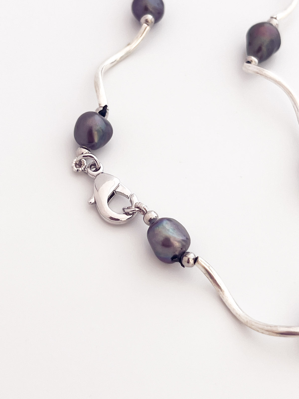 Pearls on Curved Sterling Silver Beads