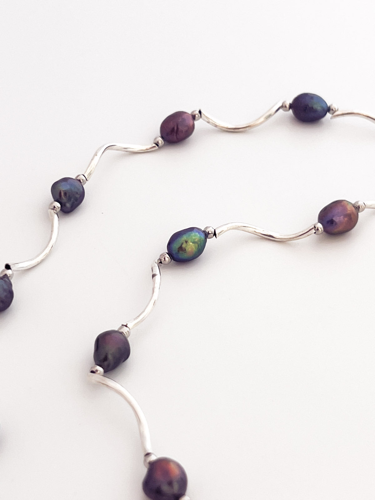 Pearls on Curved Sterling Silver Beads