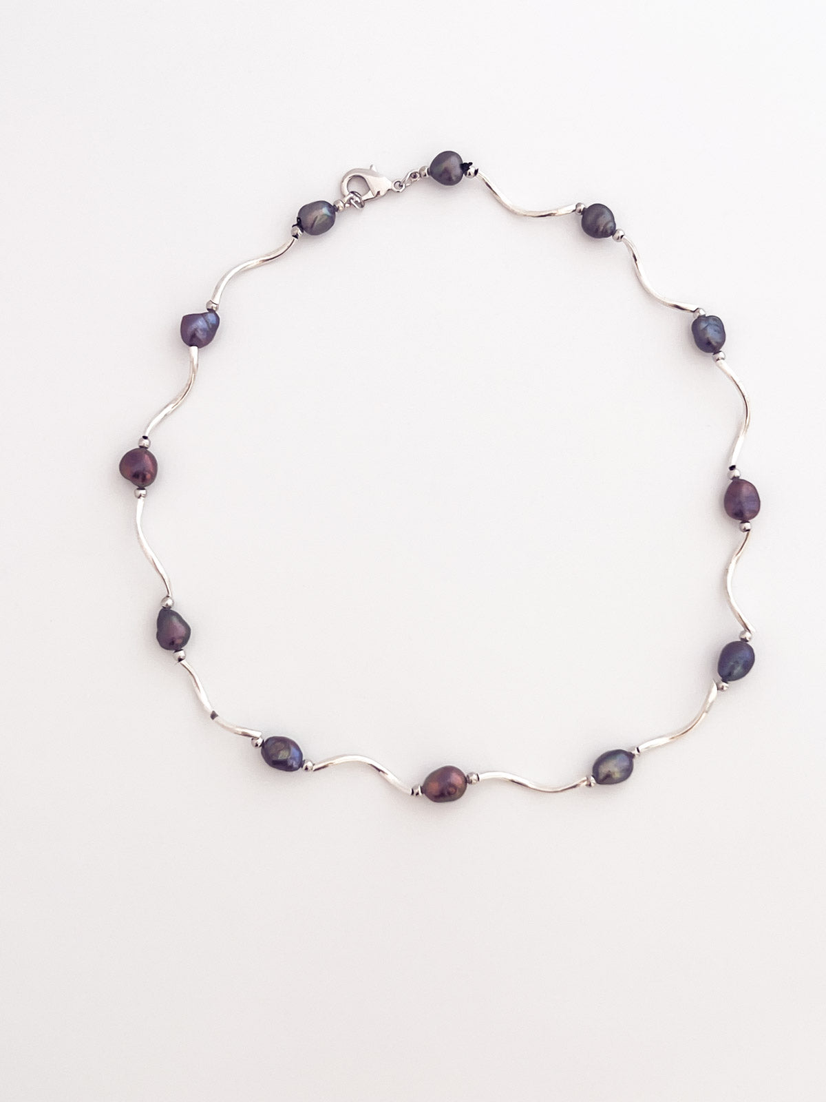 Pearls on Curved Sterling Silver Beads