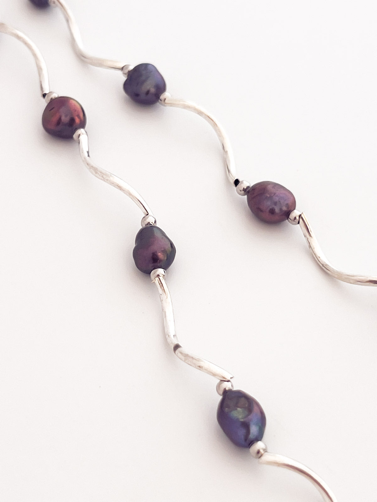 Pearls on Curved Sterling Silver Beads