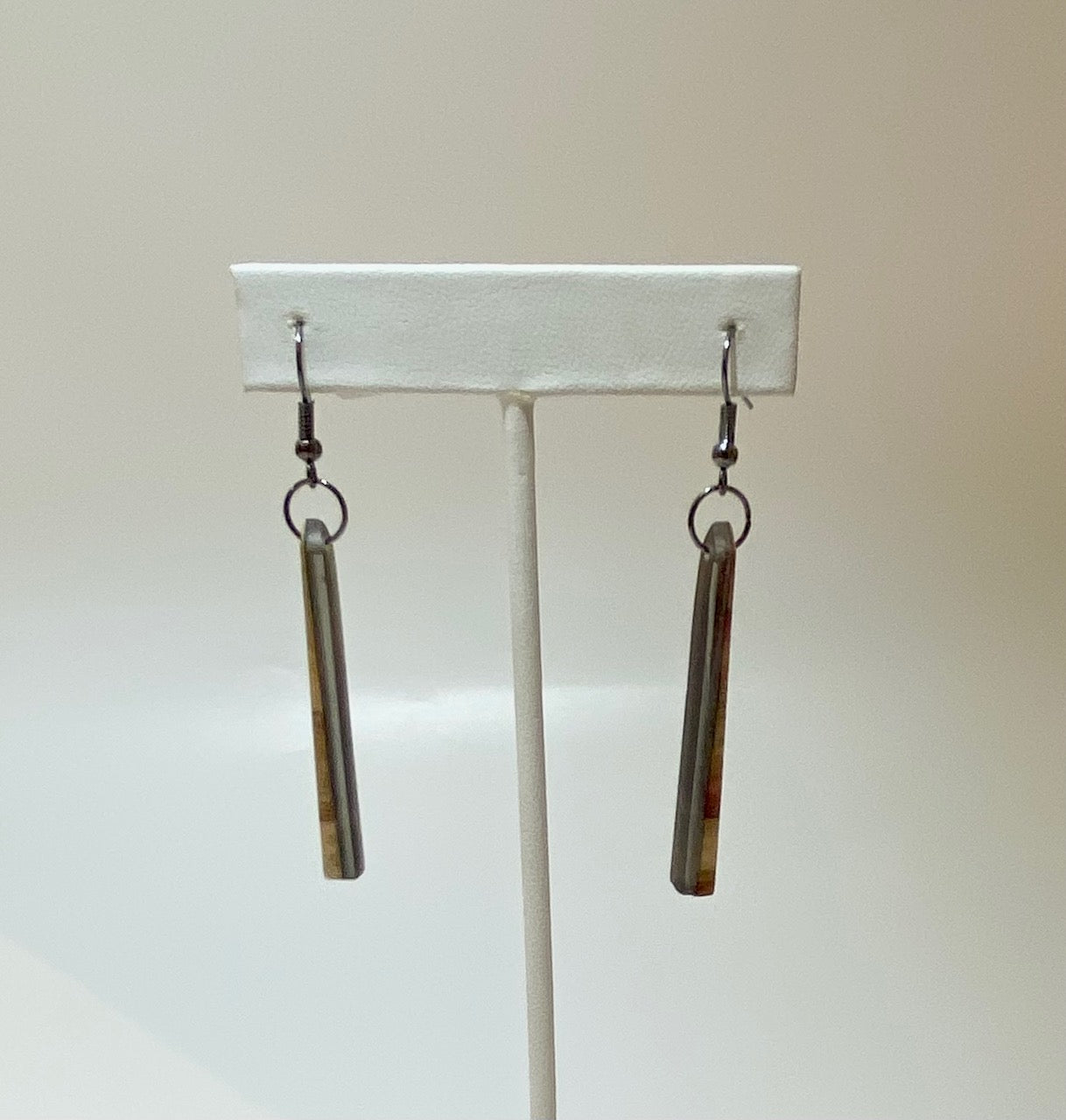 Wood and Black Resin Earrings