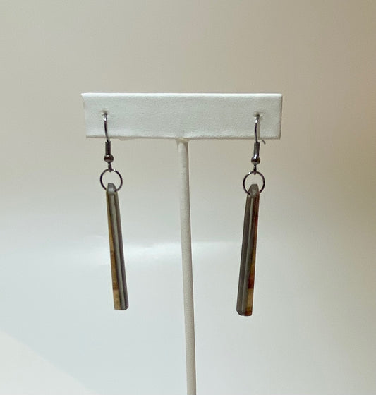 Wood and Black Resin Earrings
