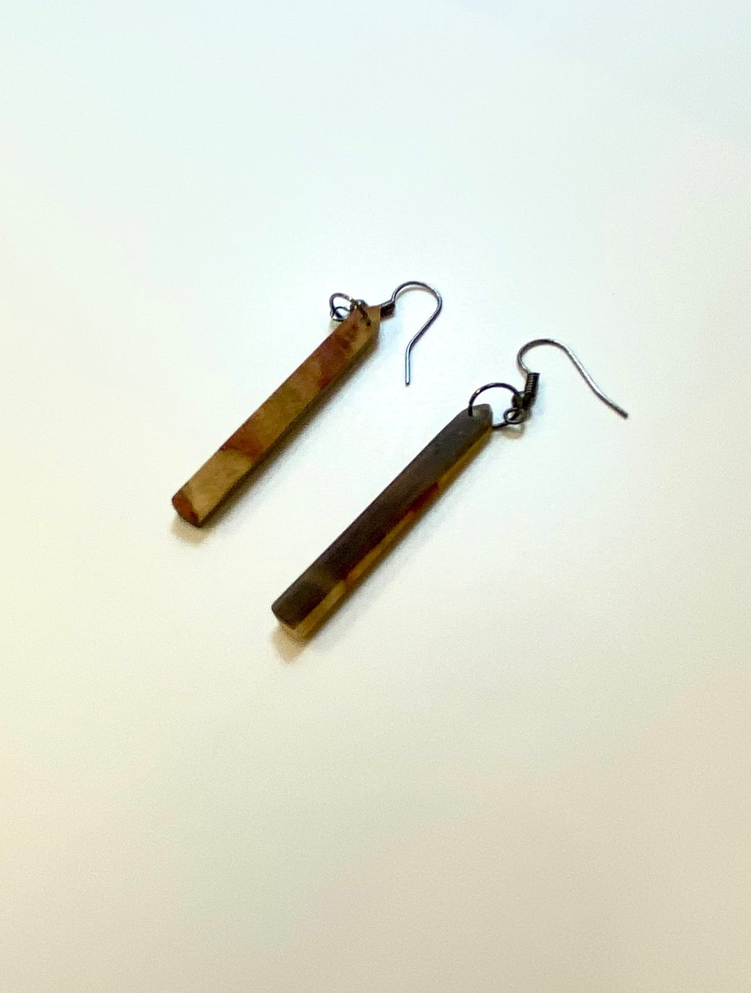 Wood and Black Resin Earrings