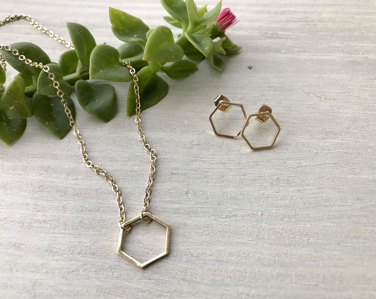 Gold Hexagon Earrings