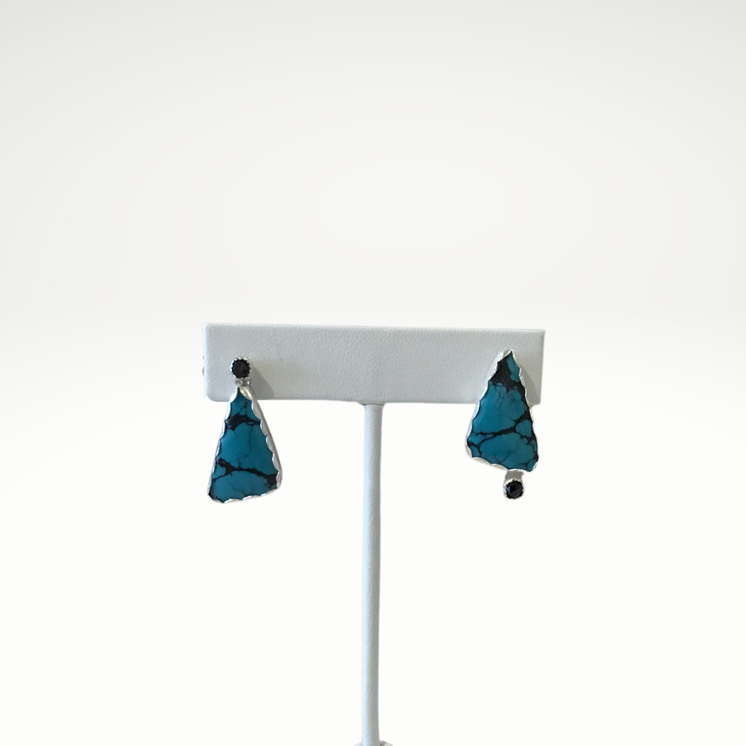 Turquoise with Black Onyx Stones Earrings
