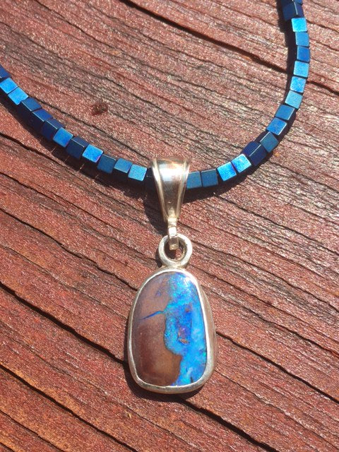 Australian Boulder opal pendant with matching Necklace