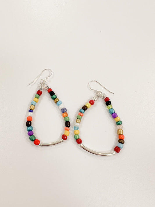 Multi-Colored Wood Beads on Silver