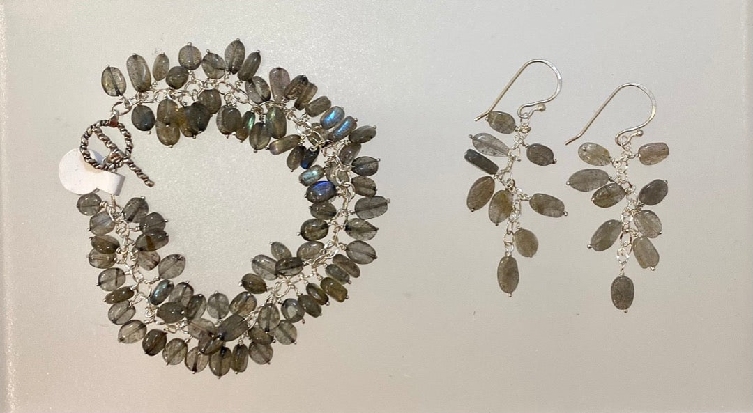 Labradorite Beaded Earrings