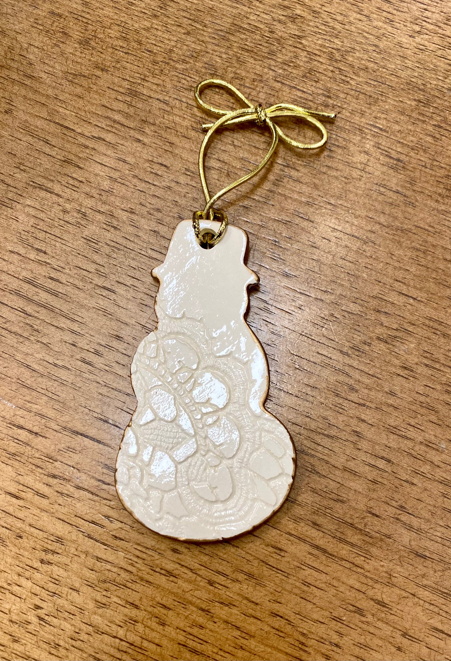 White Ceramic Snowman Christmas Ornament