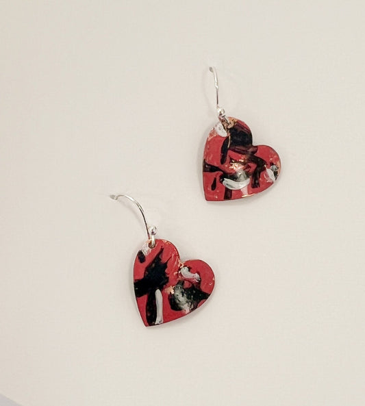 Hand Painted Heart Earrings