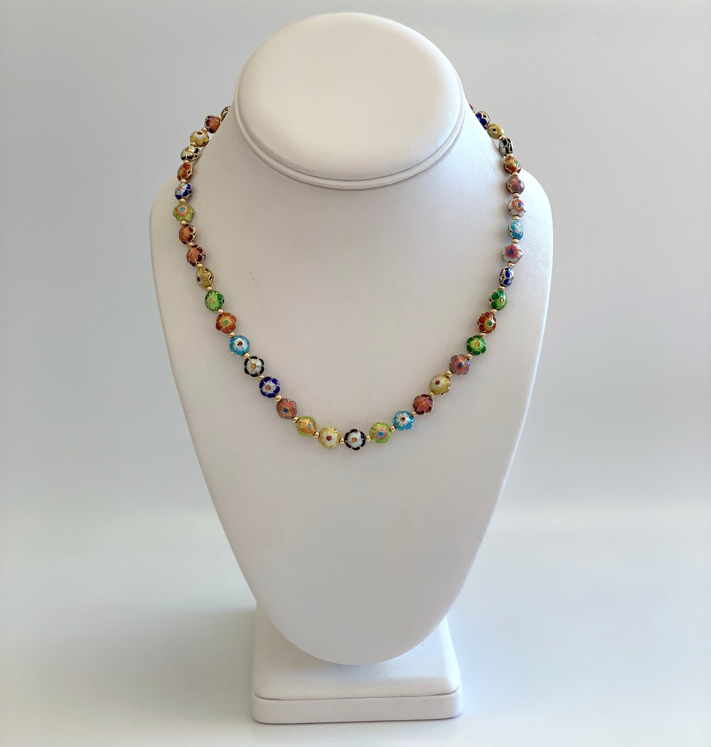 Metal Painted Bead Necklace with Gold-filled Accents