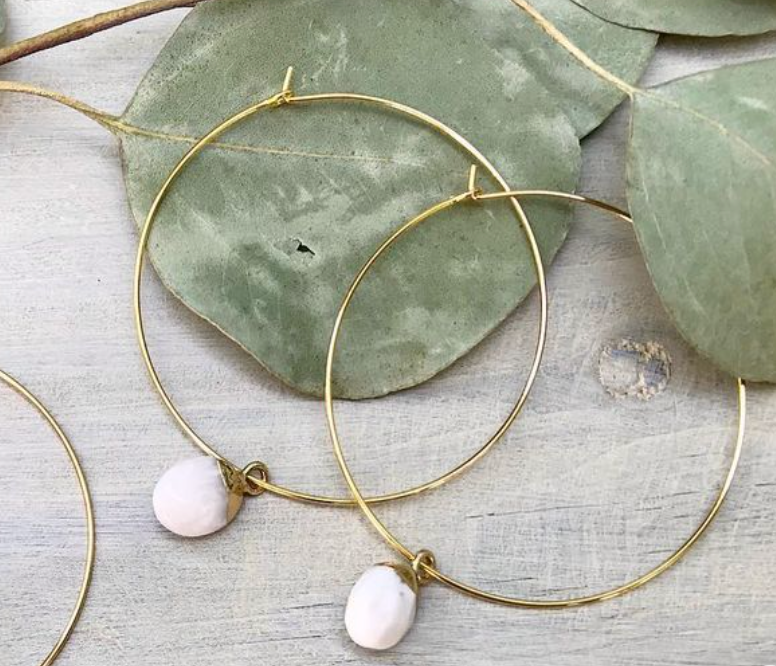 Moonstone Hoop Earrings