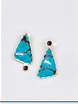 Turquoise with Black Onyx Stones Earrings