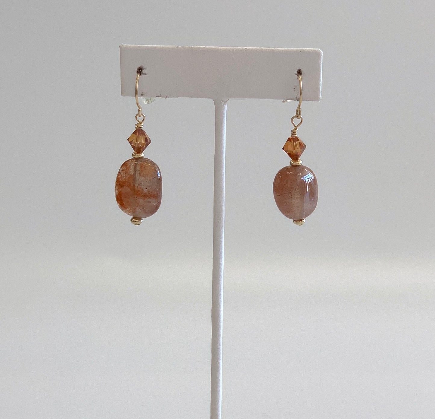 Sunstone and Swarovski Crystal Earrings