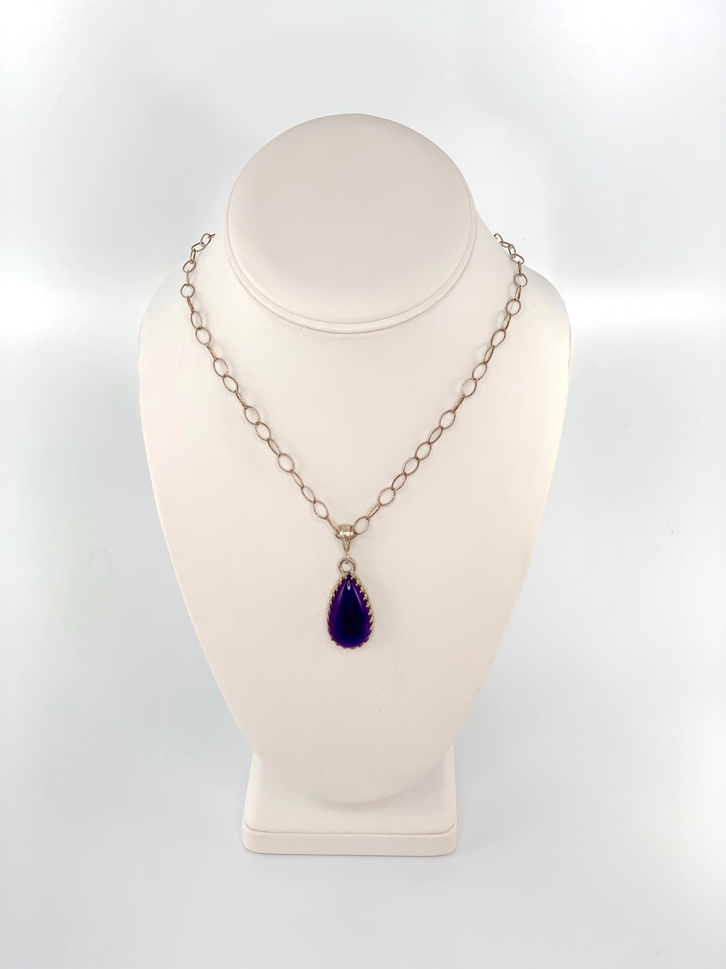 Teardrop Amethyst Pendant Necklace