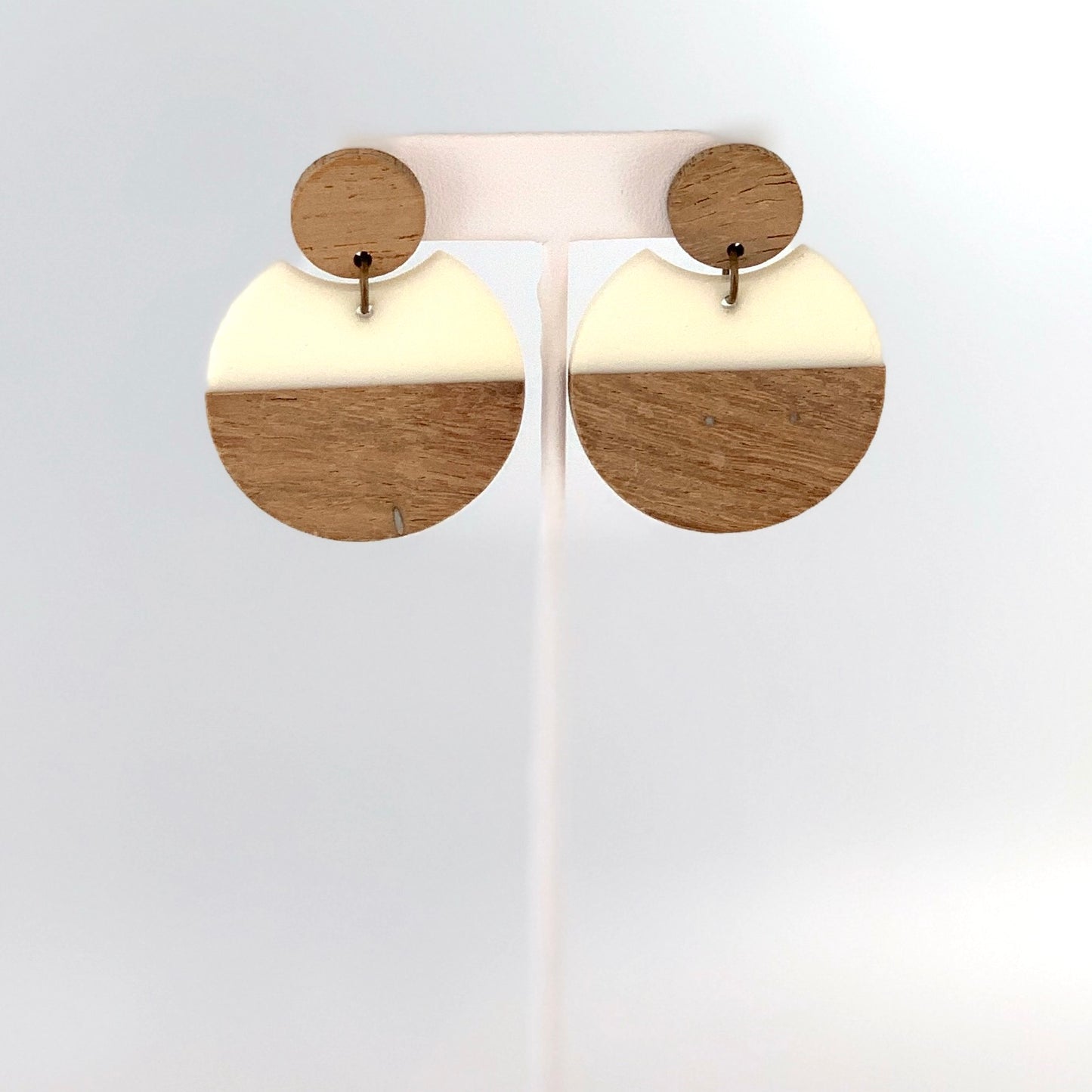 Wood Block Earrings - White