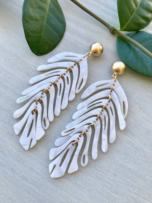 Arctic White Feather Earrings