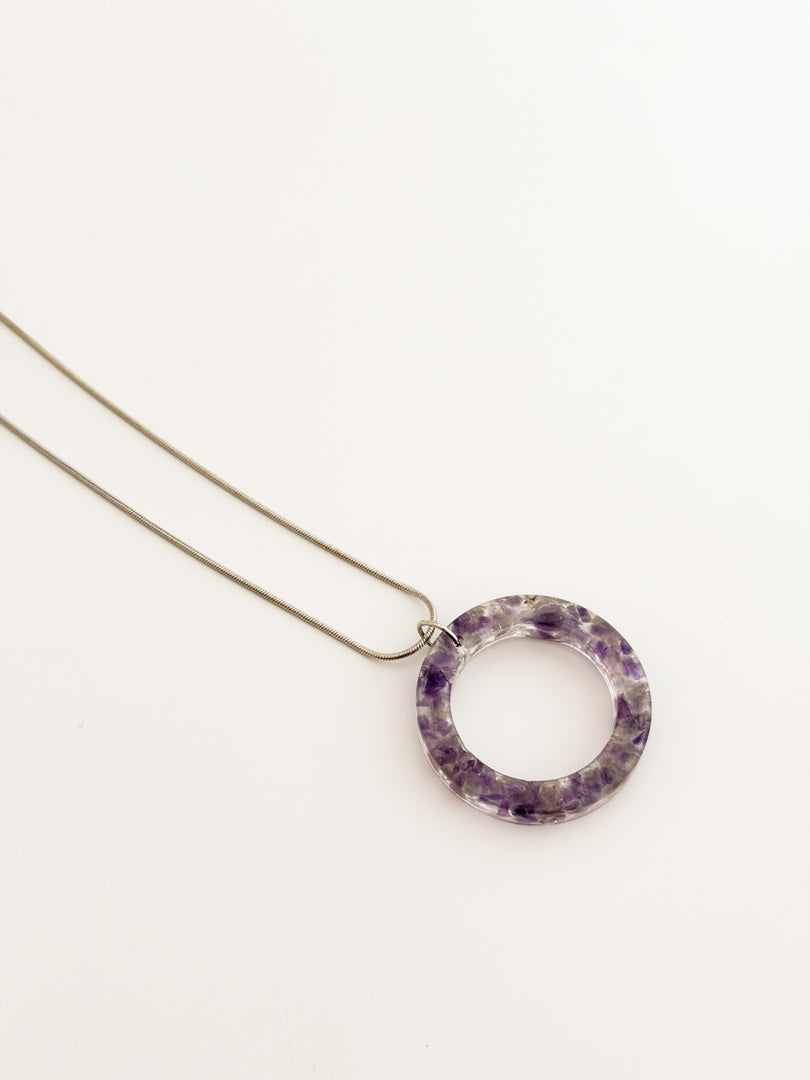 Amethyst Open Circle Necklace