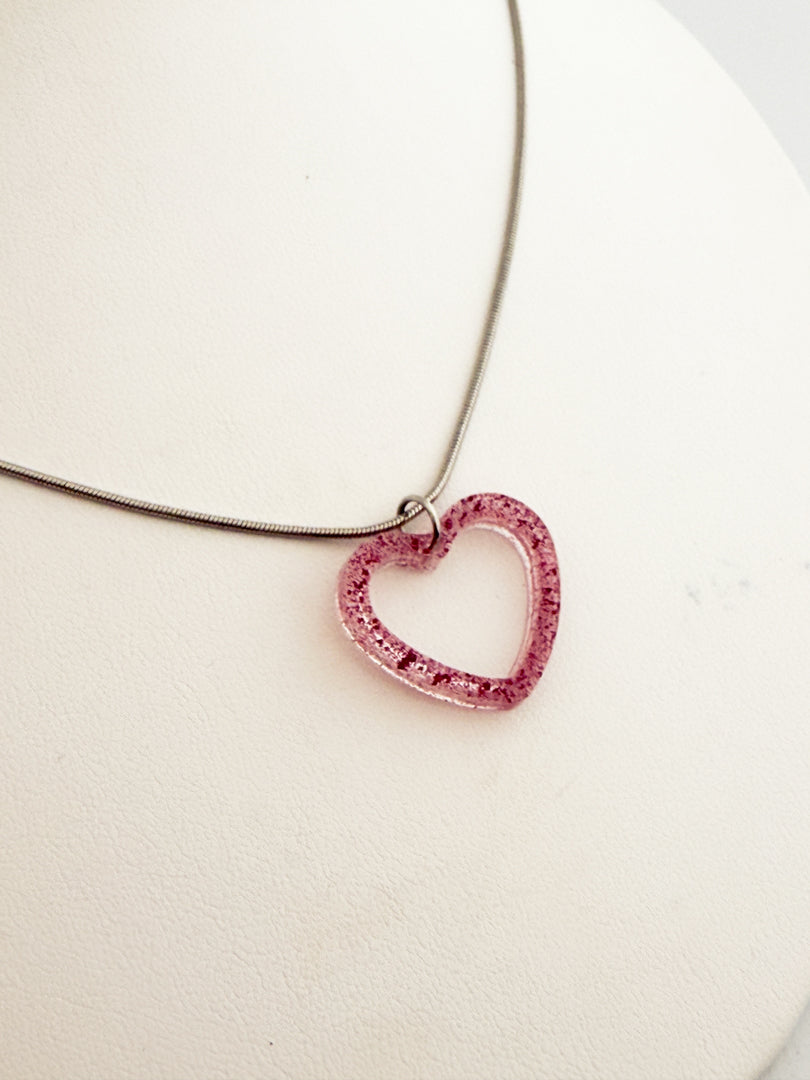 Pink Open Heart Necklace