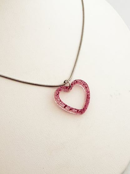 Pink Open Heart Necklace