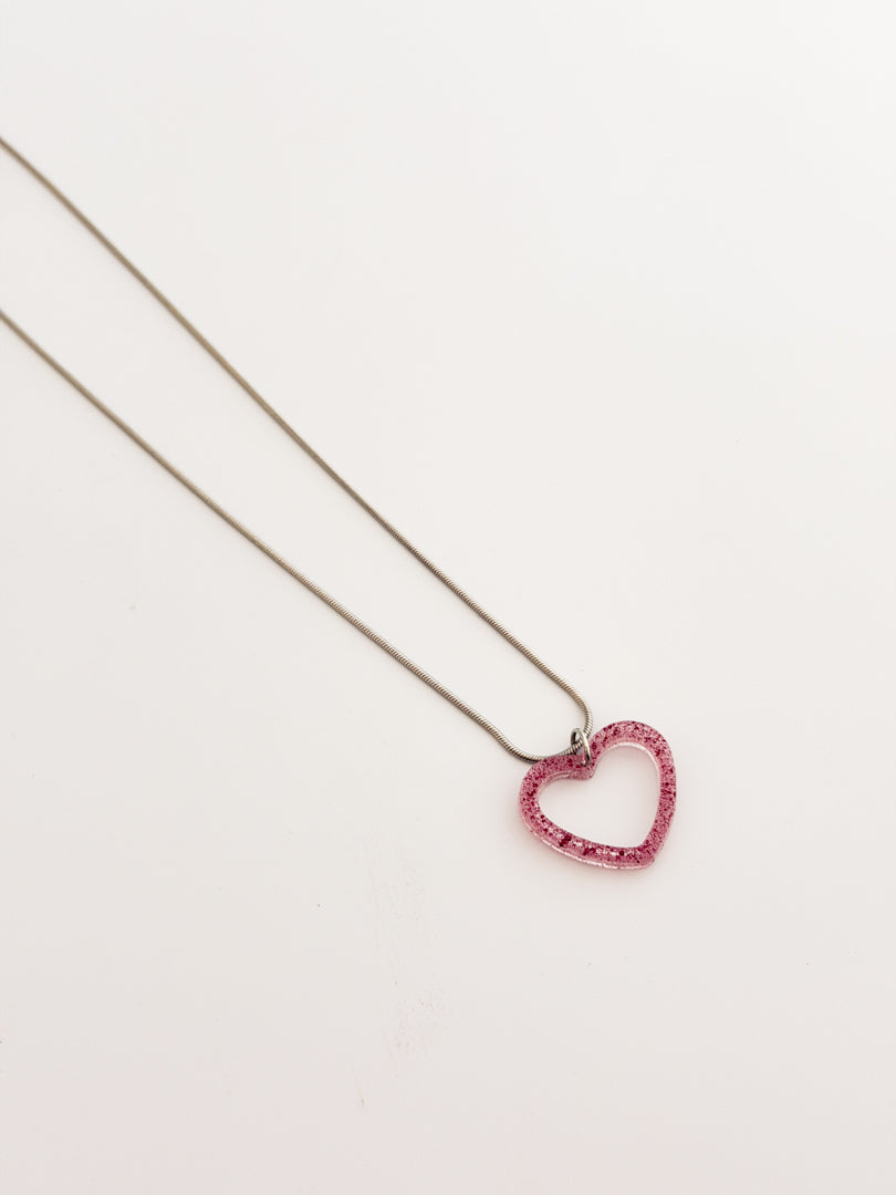 Pink Open Heart Necklace