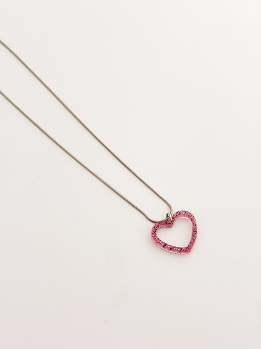 Pink Open Heart Necklace