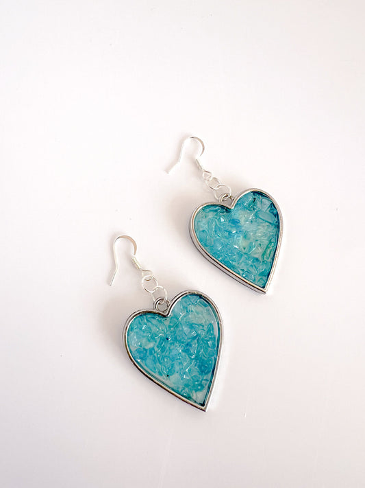 Blue Topaz Heart Earrings