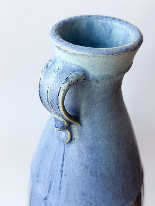Tall Narrow Vase - Copper Blue Matte
