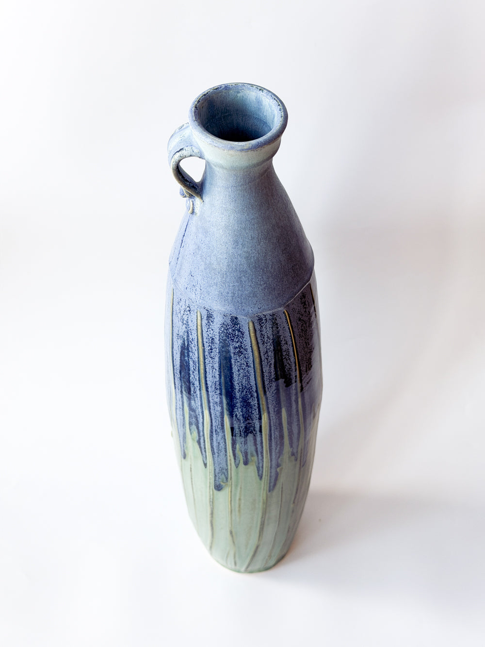 Tall Narrow Vase - Copper Blue Matte