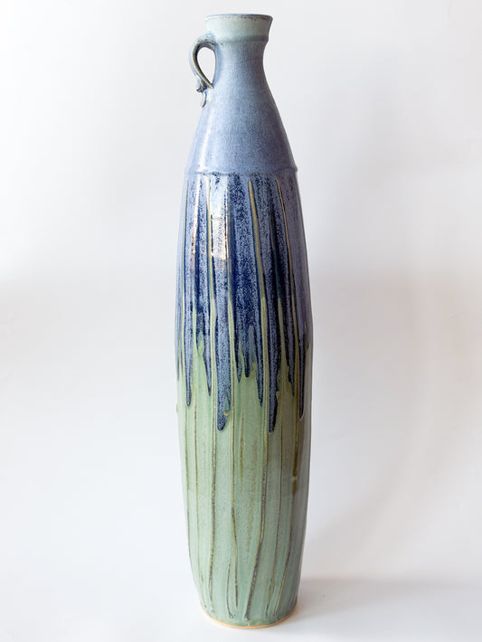 Tall Narrow Vase - Copper Blue Matte