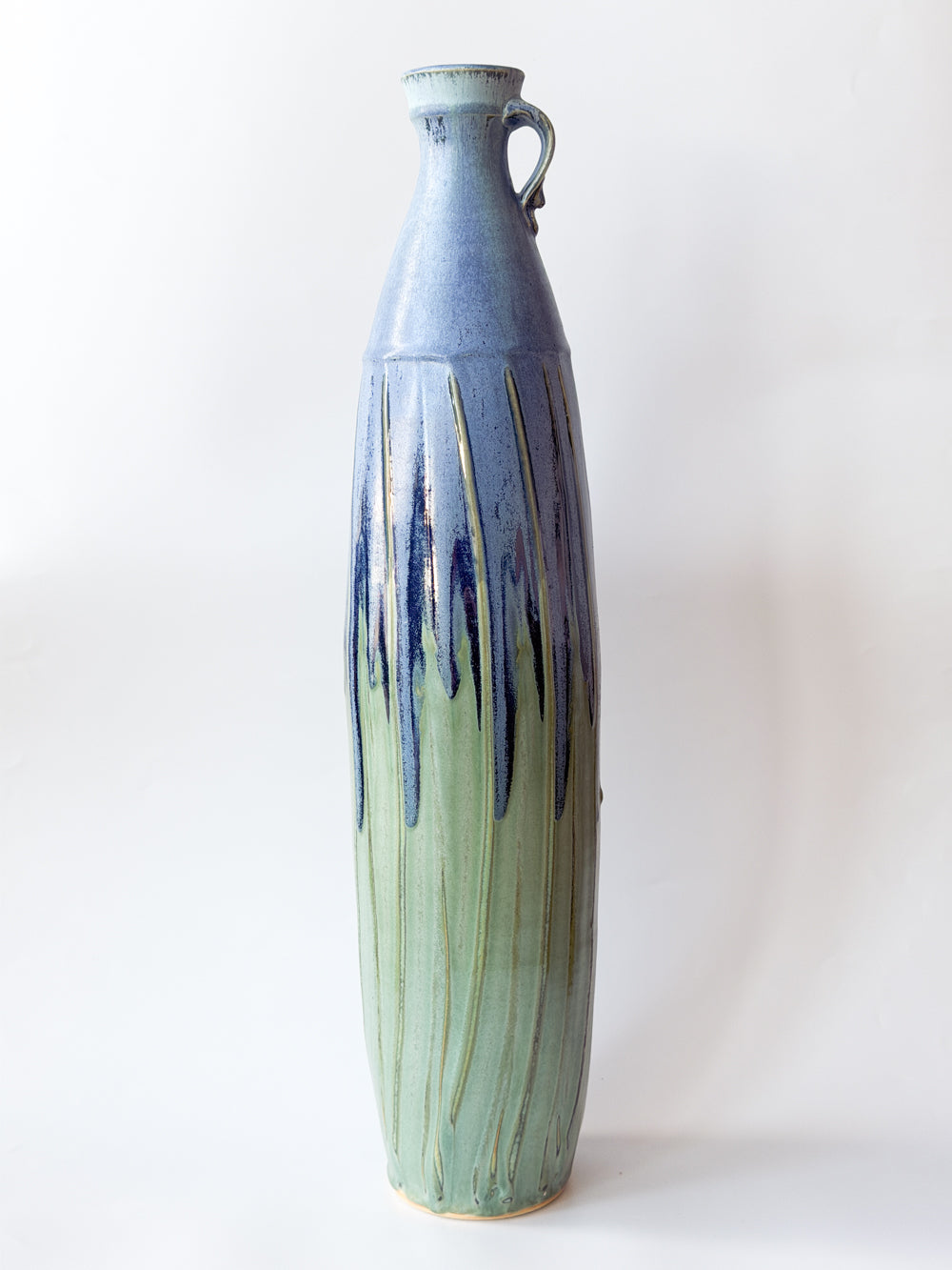 Tall Narrow Vase - Copper Blue Matte