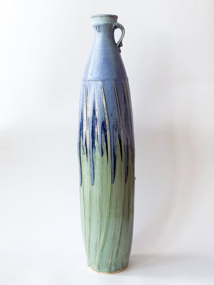 Tall Narrow Vase - Copper Blue Matte