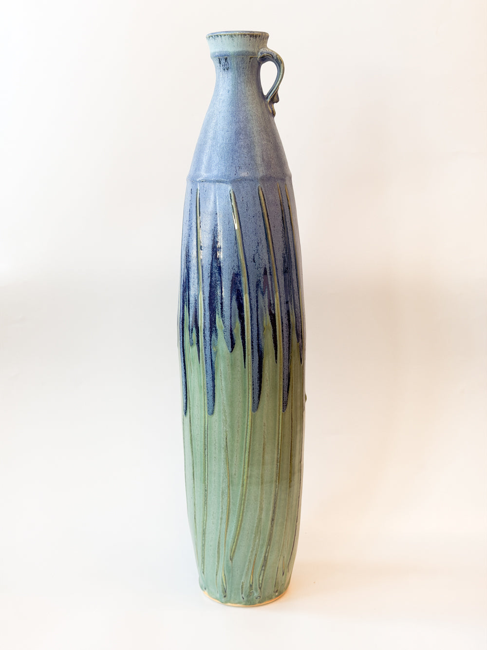 Tall Narrow Vase - Copper Blue Matte