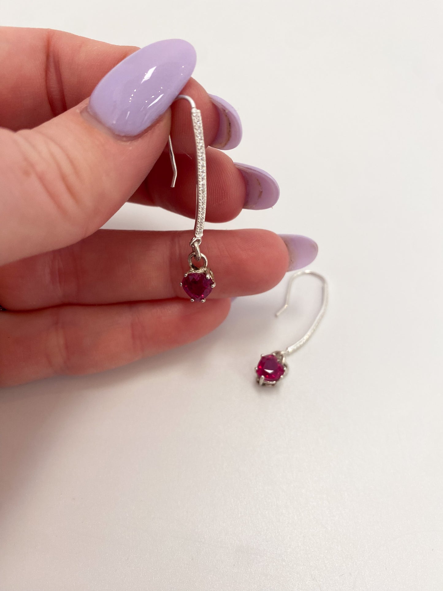 Ruby Heart Earrings