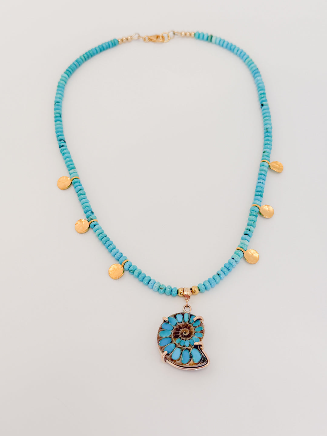 Ammolite Fossil with Turquoise Necklace
