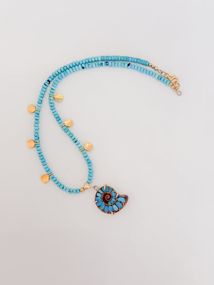 Ammolite Fossil with Turquoise Necklace