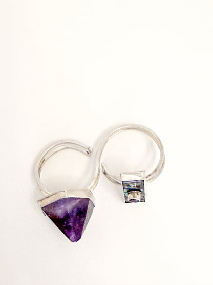 Amethyst and Abalone Double Ring