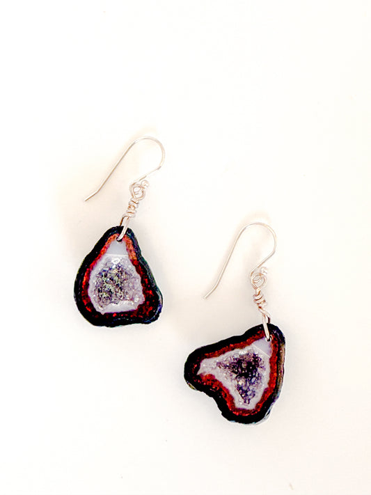 Ruby Geode Earrings