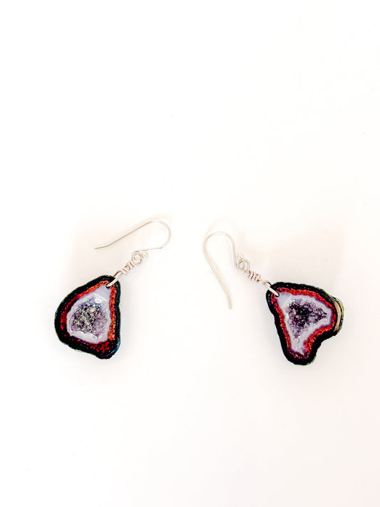 Ruby Geode Earrings