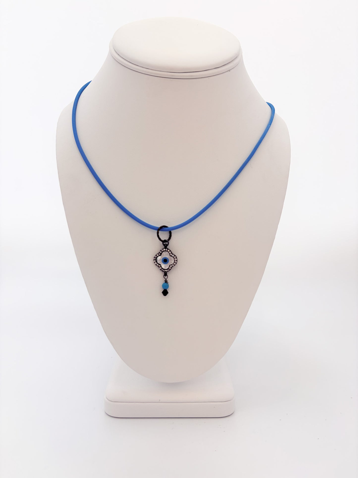 Evil Eye Pendant Black Patina Necklace